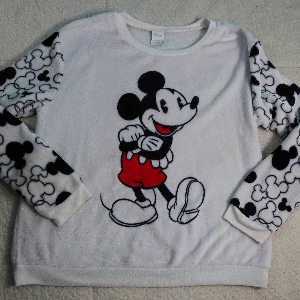 Disney Mickey Mouse Fuzzy Sweatshirt Sz L (11-13)